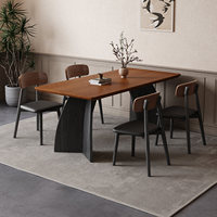 Table et chaises de salle à manger rectangulaires en bois massif de style français, adaptées aux salles à manger domestiques, aux hôtels, aux villas et aux appartements