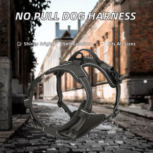 Harnais pour chien anti-traction avec 2 attaches pour laisses, réglable, rembourré doux, en polyester réfléchissant uni, pour chiens de petite, moyenne et grande taille - Product Image 2
