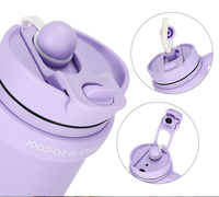 Bouteille d'eau isotherme de voyage Olerd 30oz en acier inoxydable avec paille – Tasse à café thermique classique et élégante de haute qualité pour voiture