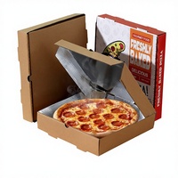 Boîte à pizza en papier kraft et aluminium avec logo personnalisé en gros |   Emballage alimentaire écologique résistant à l'huile avec impression sans huile minérale