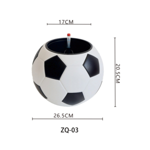 Fioriera in Plastica con Design a Pallone da Calcio, Corpo Stampato Direttamente con Pannelli Neri Verniciati a Spruzzo. Stile Sportivo Moderno per Giardino e Arredamento Casa - Product Image 3