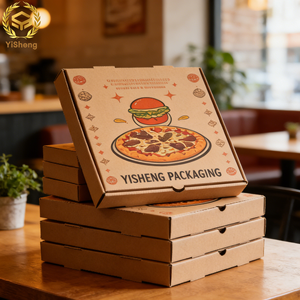 Caja de Pizza al por Mayor de Fábrica, Tamaño Personalizado, Caja de Pizza Ecológica de Papel Kraft <span class=keywords><strong>para</strong></span> <span class=keywords><strong>Llevar</strong></span> con Diseño Autoarmable <span class=keywords><strong>para</strong></span> Alimentos y Bocadillos - Product Image 4