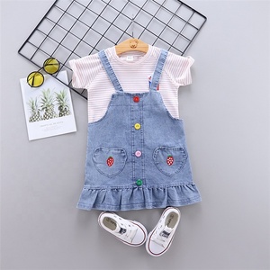Nuovo Modo di Estate Delle Ragazze Manica Corta T Shirt e Short Del <span class=keywords><strong>Denim</strong></span> del Pannello Esterno Delle Ragazze Che Coprono Gli Insiemi Vestiti Del Bambino - Product Image 2