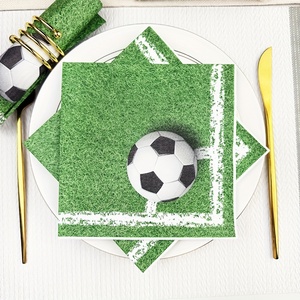 Serviettes en <span class=keywords><strong>papier</strong></span> à thème footballistique, motif terrain de football, serviettes jetables pour déjeuners et cocktails - Product Image 1