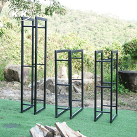 Kawagebo Kamp (KK) L 605 X L 250 X H 1003 mm Support de rangement pour bois de chauffage et bûches, revêtement poudré, avec ensemble d'outils pour foyer