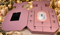 Boîte cadeau calendrier de l'avent parfumée rose personnalisée en gros, 12 tiroirs, emballage cosmétique de luxe, boîte surprise mystère