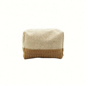 Personalized Straw Cosmetic Bag Custom Print Handwoven Makeup Pouch Organizer - Product Image 1