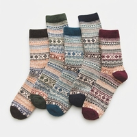 Chaussettes mi-mollet épaisses ethniques vintage automne-hiver en mélange de polyester avec logo personnalisé OEM