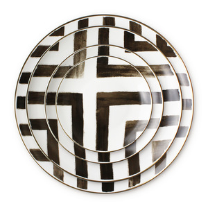 Ensemble <span class=keywords><strong>complet</strong></span> de vaisselle en porcelaine, Design personnalisé en céramique et en grès rayé - Product Image 2