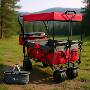 Carrello pieghevole NapFox da 140 litri per tutti i terreni con tettuccio rimovibile per campeggio, spiaggia e uso all'aperto - Product Image 2