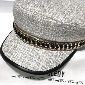 หมวกแก๊ปแบบสแนปแบ็คสำหรับผู้หญิง ผ้าฝ้ายลินินระบายอากาศดี ตกแต่งด้วยโซ่  ใช้ได้ทุกฤดู สไตล์แฟชั่นเกาหลี - Product Image 4