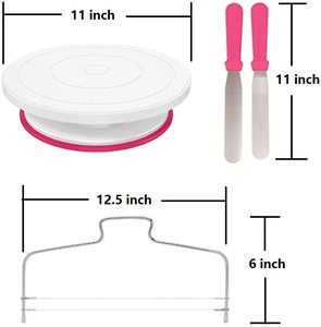 65 pièces Kit de plateau tournant de décoration de gâteau avec support rotatif Cutter spatules coupleurs gâteau peigne grattoirs pour outils de gâteau - Product Image 5