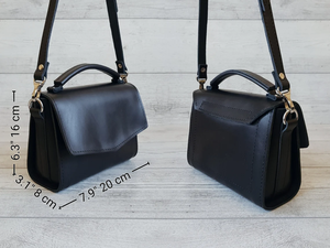 Sac bandoulière en cuir noir fait main pour femme, petit sac à main personnalisé en cuir, cadeau pour elle - Product Image 4
