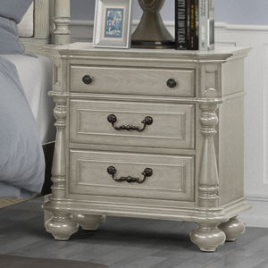 Juego de Muebles de Dormitorio Rústico en Gris Claro - Cama Tapizada con Cabecero Acolchado y Cómoda - Product Image 3