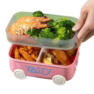 Stackable Bento Lunch Box 2-Layer with Plastic Lid Reusable Eco-Friendly Food Container with Cutlery for Kids Students - Product Image 6
