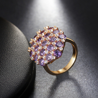 Zircon cubique violet grande taille réglage de la broche couleur or cerceau pierre violette ciel étoilé bague de nuit