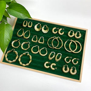 Zeadear <b>Jewellery</b> Brass Hoop Huggie Earrings 18k Gold Plated Hoop Earrings Set - Product Image 1