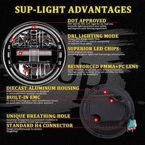 Phare à LED de haute qualité pour Jeep <span class=keywords><strong>King</strong></span> Kong 60W <span class=keywords><strong>Moto</strong></span> Phare Angle Eyes DRL Faisceau haut et bas 7 pouces pour Jeep Wrangler JK - Product Image 5