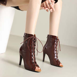 Chaussures latines, sandales en maille, bottes courtes, grandes tailles, sandales à talons hauts pour la <span class=keywords><strong>danse</strong></span> <span class=keywords><strong>jazz</strong></span> - Product Image 1