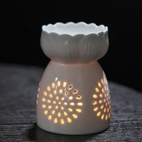 Ensemble de cadeau de brûleur d'huile essentielle, diffuseur d'arôme évidé en céramique avec bougeoir à thé