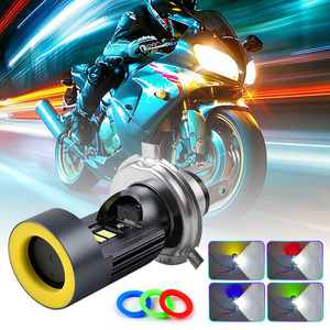 50W Motorrad <span class=keywords><strong>H4</strong></span> LED Scheinwerfer lampe 4 Farben Angel Eye Halo Ring Fernlicht 6000LM IP67 Plug & Play Motorrad Fahr licht - Product Image 1