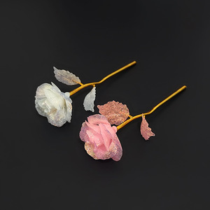 Rosa Colorata con Foglia d'Oro per Regali di <span class=keywords><strong>Compleanno</strong></span>, San Valentino e Festa della Mamma - Product Image 1