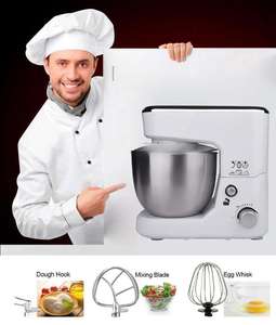 เครื่องผสมอาหารไฟฟ้าแบบ 3-in-1 พร้อมฟังก์ชั่นนวดแป้ง กำลังไฟ 1000 วัตต์ โถผสมสแตนเลสขนาด 4 ลิตร พร้อมหัวตีแบบมือถือขนาดเล็ก - Product Image 3