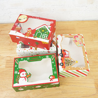 Boîte d'impression pliante fête de noël cookie biscuit bonbons chocolat carton emballage boîtes en papier avec fenêtre en PVC