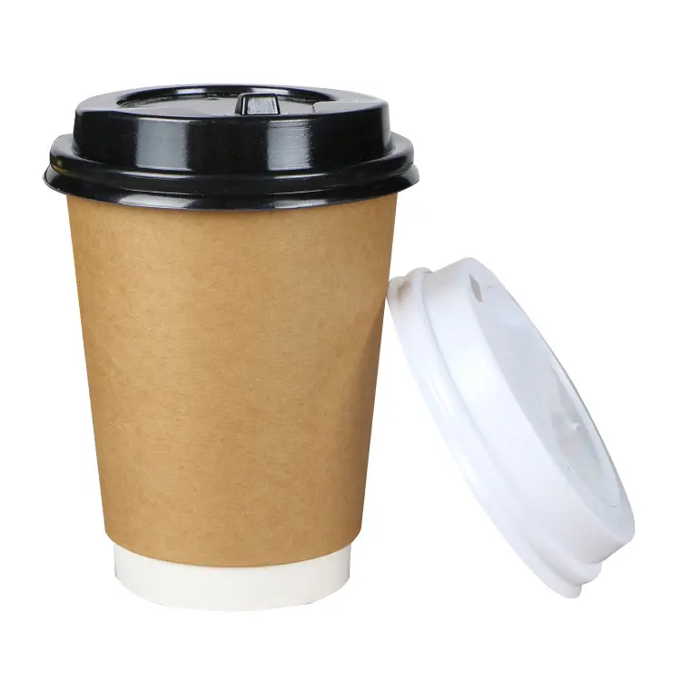 eco-friendly double wall paper cup 8oz custom disposable coffee paper cups with lids