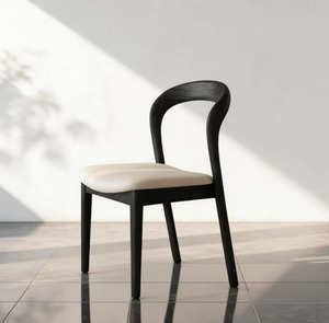 Sedia da Pranzo Moderna in <span class=keywords><strong>Legno</strong></span> Naturale, Telaio Ergonomico Curvo con Seduta in Pelle Confortevole per Uso in <span class=keywords><strong>Cucina</strong></span> - Product Image 6