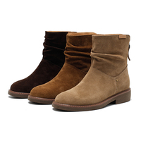 Bottines en daim à lacets pour femmes, avec doublure en cuir véritable, confortables et respirantes, pour l'automne/hiver/printemps/été