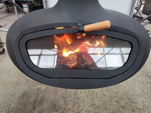 Chimenea <span class=keywords><strong>de</strong></span> Leña Giratoria <span class=keywords><strong>de</strong></span> 360 Grados, Suspendida, Personalizable, para Interiores, <span class=keywords><strong>con</strong></span> <span class=keywords><strong>Puerta</strong></span> <span class=keywords><strong>de</strong></span> <span class=keywords><strong>Vidrio</strong></span> y Chimenea - Product Image 4