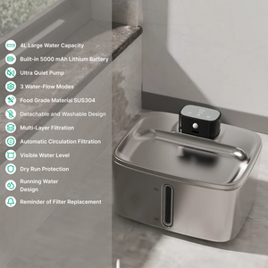 Distributeur d'eau automatique pour chien de 4 L, <span class=keywords><strong>fontaine</strong></span> <span class=keywords><strong>à</strong></span> eau pour chat en acier inoxydable avec circulation électrique et filtres - Product Image 4