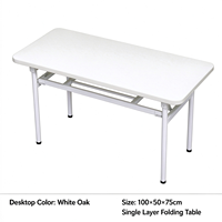 Table de formation pliante rectangulaire en placage mélaminé avec structure en fer, réglable et peu encombrante, idéale pour bureau et salle de réunion