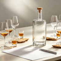 Leere 750ml 700ml Quadratische Maßgefertigte Klare Glasflaschen für Wodka, Whiskey, Brandy, Gin, Tequila, Rum, Likör und Spirituosen mit Korken zum Verkauf