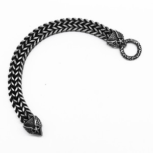 Bracelet en acier titane à motif d'aigle yunnique pour hommes, style punk rétro, chaîne noire, bijoux à design géométrique, style moto - Product Image 3