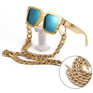 <span class=keywords><strong>2025</strong></span>年特大高級ミリオネアダイヤモンドフレームサングラスチェーン付き男性用シェードカスタムロゴデザイナースクエアサングラス - Product Image 2