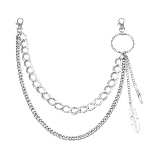 โซ่คล้องกางเกงแบบสองชั้น ดีไซน์ขนนก วัสดุโลหะผสมสังกะสี สไตล์พังก์ สำหรับสวมใส่ในชีวิตประจำวัน - Product Image 5