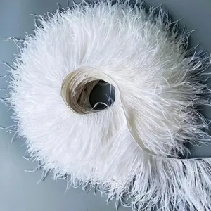 Embellecedor de plumas de avestruz, flecos de encaje de 2 capas, para coser plumas, accesorios de ropa, venta al por mayor