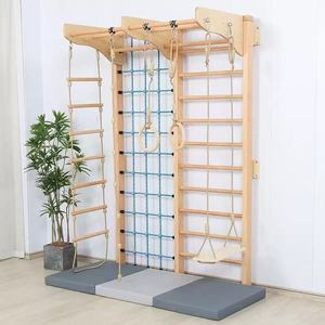 Childrens Indoor Climbing <b>Frame</b> Wooden Playground Equipment With <b>Swing</b> And Ladder For 2 To 4 Years Old Kids - Product Image 1