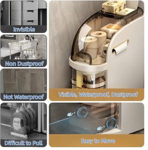 Armoire de <span class=keywords><strong>rangement</strong></span> de salle de bain étroite avec tiroirs et roulettes transparents pour petite cuisine buanderie salon toilette Gap - Product Image 3