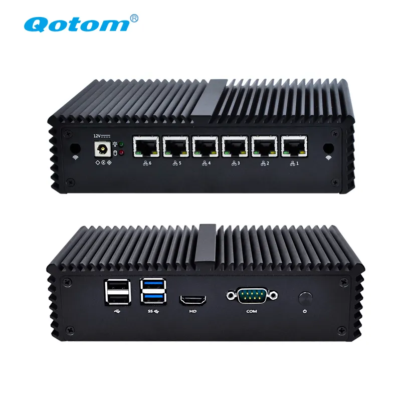 Qotom Q555G6 Lõi I5-7200U 2.5Ghz Máy Tính Để Bàn Mini PC AES-NI 6 Gigabit NIC Barebone Mini Máy Tính Router Tường Lửa Mini PC