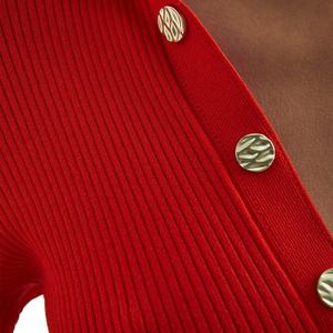 Vestido Casual Estilo Coreano para Mujer, Cuello Polo, Color Sólido, Otoño, Ajustado, Manga Larga, con Botones - Product Image 6