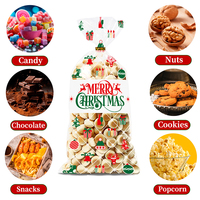 Sachets en cellophane transparents pour bonbons et biscuits, pour fêtes de fin d'année, flocons de neige, avec ruban