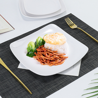 Assiette carrée en mélamine blanche incassable de 9,8 pouces pour restaurant, vente en gros, prix abordable