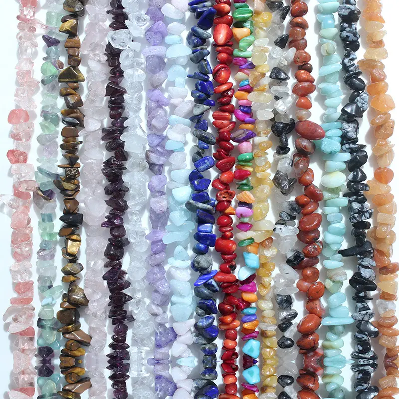 Cuentas de piedra Natural para joyería, gemas de cristal de 5-8mm para la fabricación de joyas, amatista, cuarzo rosa, fluorita, abalorios de piedra suelta