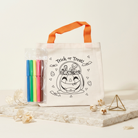 Kit de sac à main en toile DIY Halloween à personnaliser par sérigraphie, réutilisable, pour développer la créativité et la dextérité manuelle