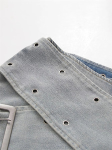 2024 lavé à faire vieux Double boutonnage Millennium Spice Sexy jupe taille basse - Product Image 4