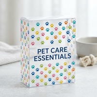 Boîte en plastique personnalisée multicolore avec empreintes de pattes, transparente, pliable, pour l'emballage et la présentation des kits de soins quotidiens pour animaux de compagnie