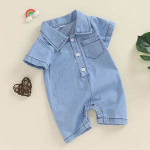 Body de Bebé para Niño, Color Azul Claro, Manga Corta, Cuello Solapa, Traje de una Pieza con Botones <span class=keywords><strong>a</strong></span> Presión - Product Image 4